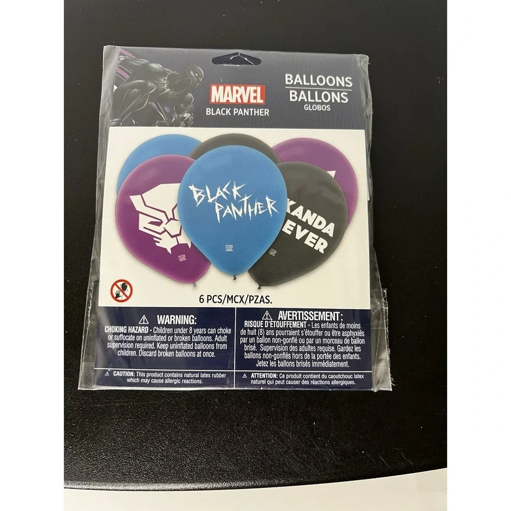 6‎ Black Panther Wakanda Forever Marvel Birthday Party Decoration Latex Balloons